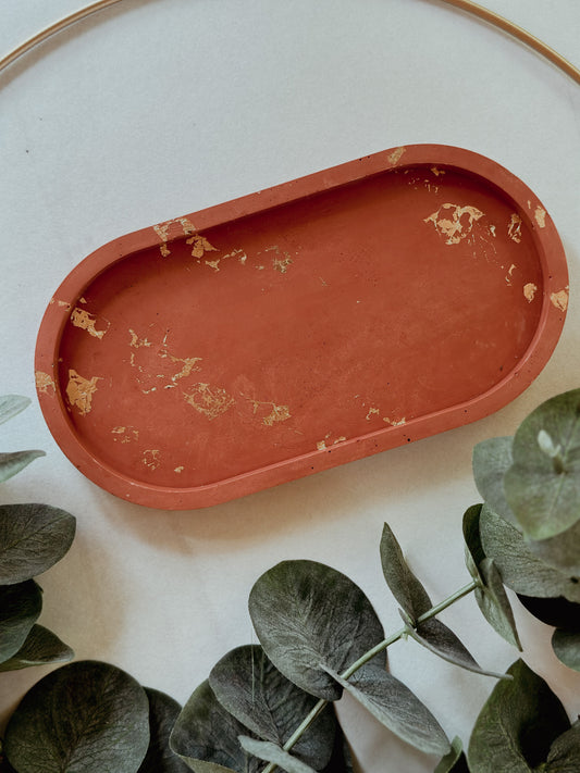 TERRACOTTA + GOLD OVAL TRINKET TRAY