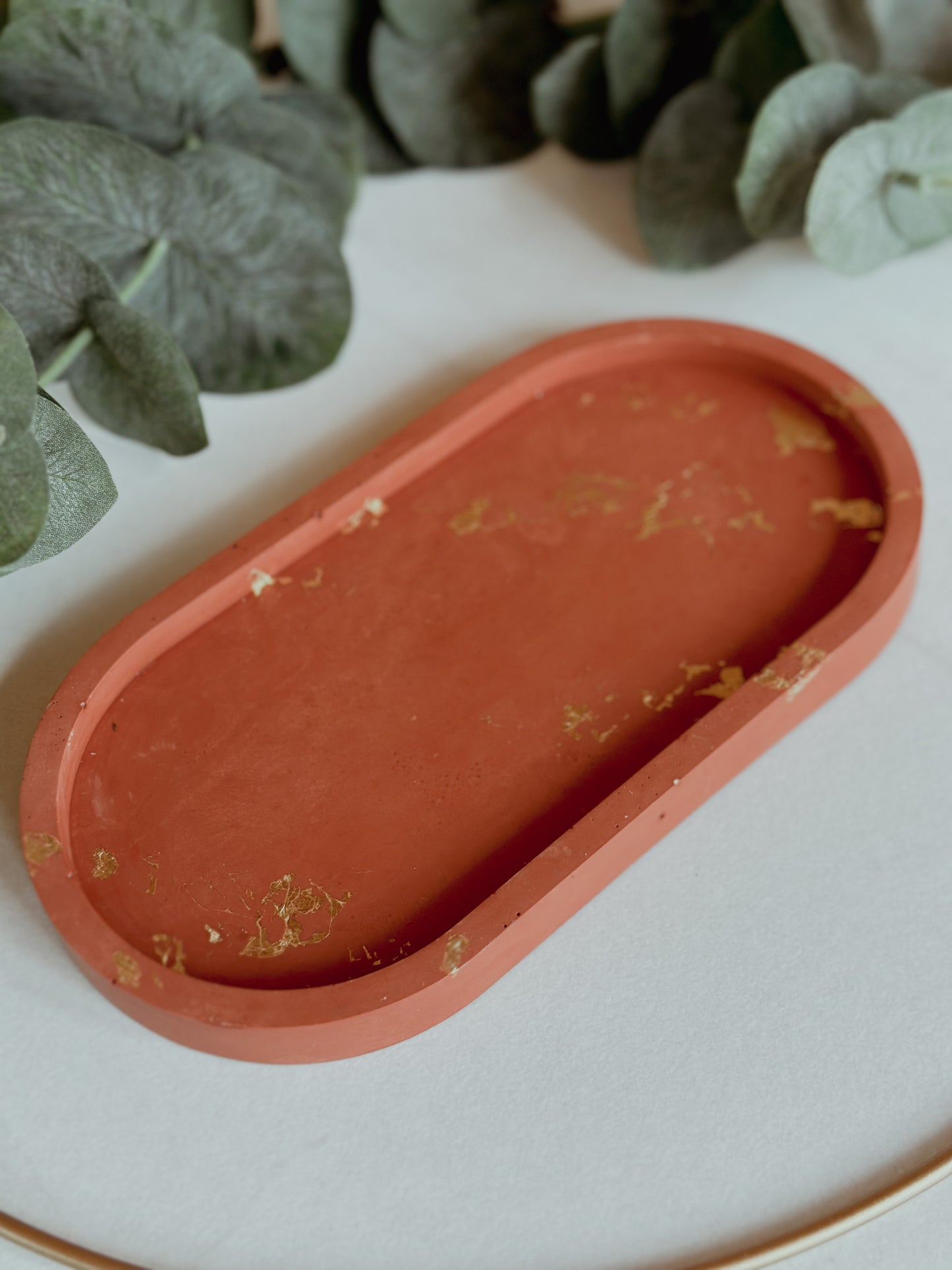 TERRACOTTA + GOLD OVAL TRINKET TRAY