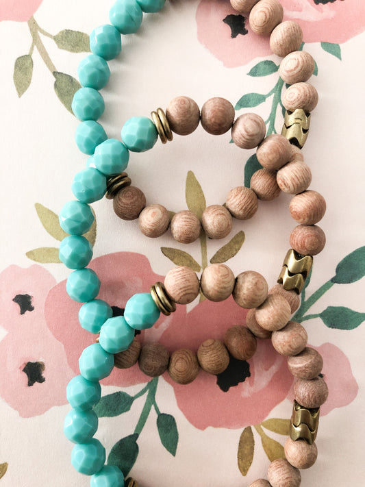 TURQUOISE GLASS DIFFUSER BRACELET