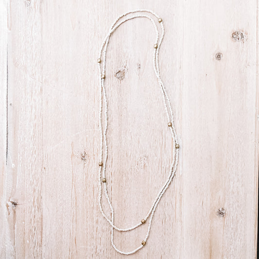 SIMPLE IVORY + BRASS LAYER NECKLACE