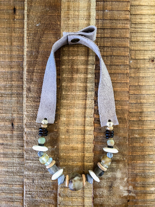 LAYER CHOKER NECKLACE | SEA GLASS